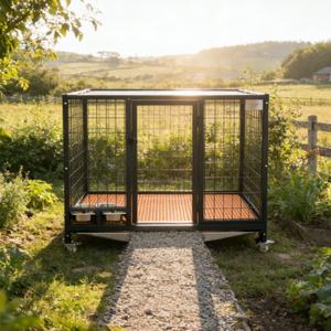 Nouvelle niche pour chien moderne pliable et ignifuge avec gamelle rotative, toilette extractible, nettoyage facile, utilisable toutes saisons, compatible climatisation et <span class=keywords><strong>chauffage</strong></span> au sol - Product Image 2