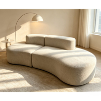 Ensemble de canapés modulaires incurvés pleine grandeur en tissu bouclé et éponge, forme irrégulière, combinaison multi-tailles, pour salon de luxe
