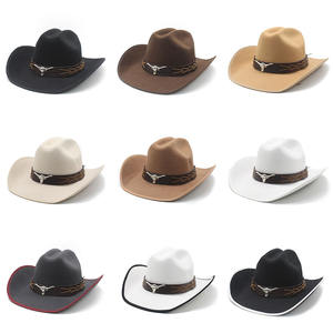 Chapeaux de cowboy en feutre occidental à la mode, vente en gros, chapeau de cowboy blanc à large bord, chapeau de cowboy vintage pour femmes et hommes, vente à prix réduit - Product Image 3
