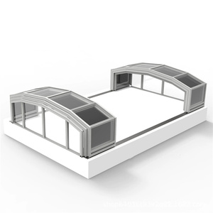 Customized Hard Plastic Swimming Pool CoverPool Roof Telescopic Outdoor Retractable Polycarbonate Swimming Pool Cover Enclosures