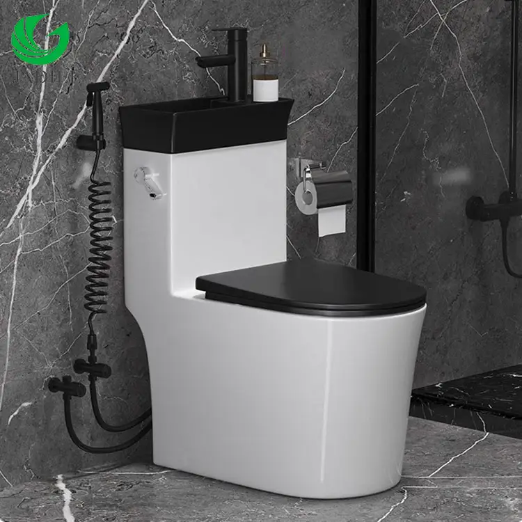 Siphonicモダントイレバスルームセラミックボウル衛生陶器手洗いワンピースデザイントイレとシンクコンボ
