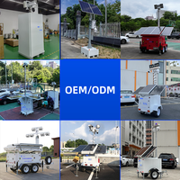Cámara de Vigilancia Solar OKAF AI 4G, Remolque Móvil con CCTV Solar para Seguridad en Obras de Construcción
