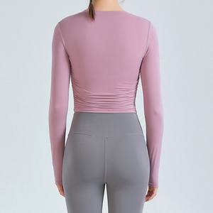 Tops de yoga à manches longues pour femmes sur mesure, vente en gros, chemises de sport pour filles, vêtements de sport pour femmes, vêtements de fitness pour l'équitation, vêtements de sport pour la salle de sport, t-shirt - Product Image 2