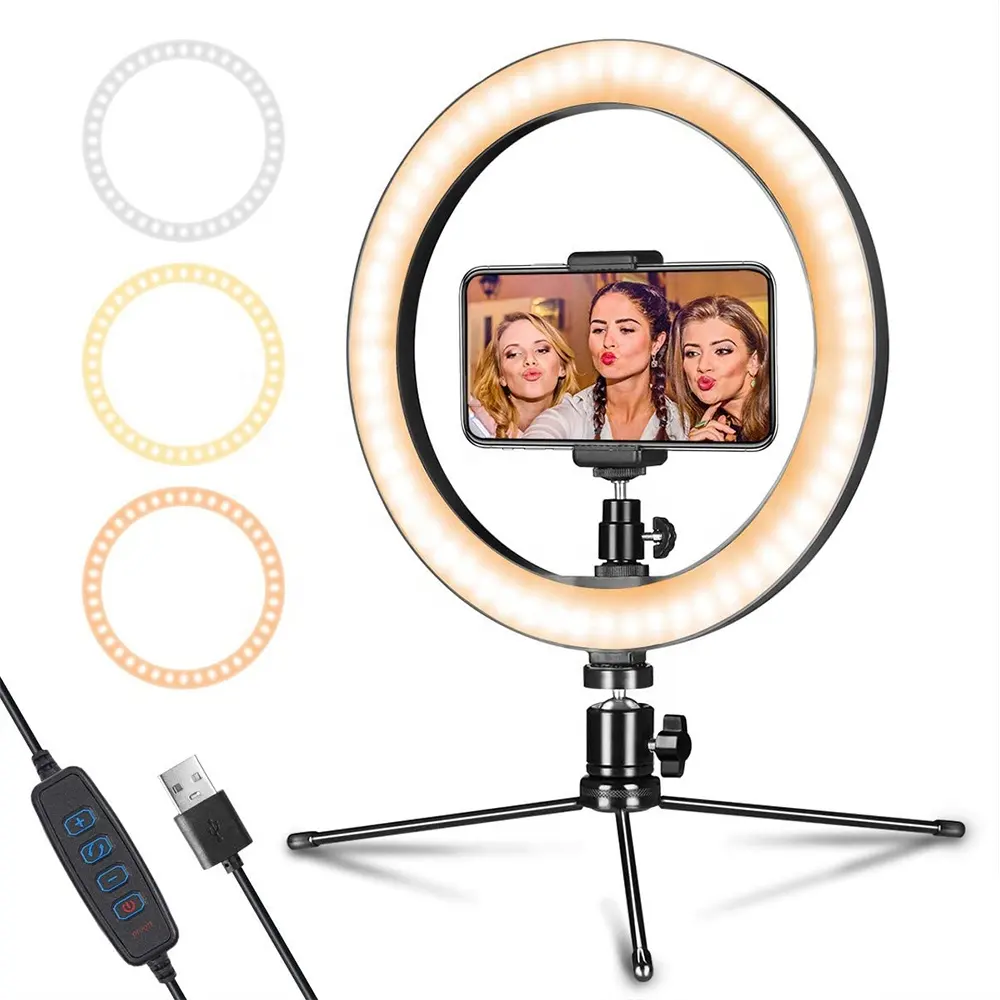 Ayarlanabilir kısılabilir 10 inç Selfie halka ışık standı fotoğraf aydınlatma Led halka ışık ile Tripod standı