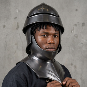 Casque de Chevalier Noir, Armure Médiévale Portable, Costume Gothique en Acier, Casque Viking pour Cosplay - Product Image 1