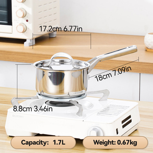 <span class=keywords><strong>Casserole</strong></span> en acier inoxydable 304 de 1,5 L, 16 cm, avec couvercle, compatible <span class=keywords><strong>induction</strong></span>, <span class=keywords><strong>pour</strong></span> lait et soupes, finition poli miroir - Product Image 5