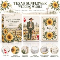 Cartes de jeu personnalisées pour livre d'or de mariage, motif Tournesol du Texas, portrait de couple aquarelle, personnalisable, 5787mm, 300gsm, couché