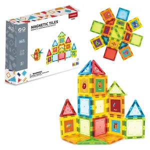 Set mainan ubin bangunan magnetik 3D, untuk anak-anak 140 buah