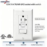 후안케 20A/125V GFCI 콤비네이션 스위치가 있는 콘센트, 변조 방지 자가 테스트 기능이 있는 단극 스위치 ETL 인증 콘센트