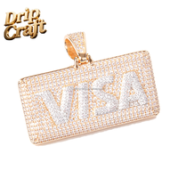 Collier pendentif en forme de carte VISA Hip Hop, bijoux tendance Hip Hop en cuivre avec zircon pour hommes et femmes