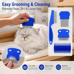 Peigne anti-poux professionnel sur mesure en gros, en acier inoxydable et plastique, à dents fines, pour le toilettage des animaux - Product Image 4