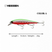 Leurre de pêche OEM 140mm 26g Minnow Wobbler Swim Baits Crank Lure pour Bar et Brochet avec Système de Poids Innovant pour Pêche en Eau Douce