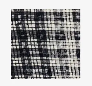 Black and white checked linen printing fabric Suitable for trousers, tops, shirts, suits, bedding, casual wear, etc.