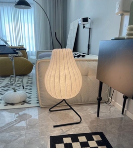 Đèn sàn lụa phòng khách Thời Trung Cổ phòng ngủ internet không khí nổi tiếng thiết kế đèn gió Kem - Product Image 5