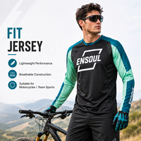 Maßgeschneidertes Farbblock-Atmungsaktives Mesh-Moto-Trikot Schnelltrocknend Leichtgewichtig Langarm Sport-Lauf-Trainings-T-Shirt Private Label