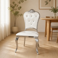 Chaise de salle à manger royale européenne en acier inoxydable, chaise d'appoint en cristal blanc pour mariage, événement, fête