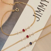 Bracelet à maillons en argent sterling 925 plaqué or 18 carats avec breloques en zircon, bijoux tendance pour femme, idéal comme cadeau