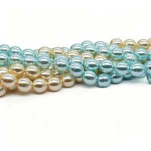 Perle di Vetro Premium 10x11mm Blu Cielo Oro Chiaro, a Filo, Forma Barocca, Perle Sciolte con Nucleo Pesante per Gioielli Oceanici Fai da Te e Arte - Product Image 5