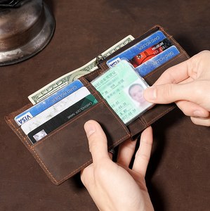 Men's Vintage Casual Leather Bifold Vertical <b>Wallet</b> Extra Large Capacity <b>Card</b> <b>Holder</b> <b>Wallet</b> with Zipper Purse - Product Image 1