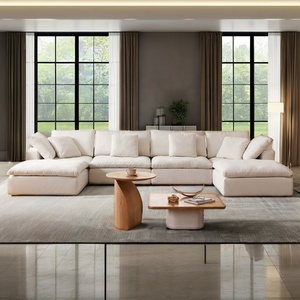 Chaise longue contemporaine au design moderne avec ottoman, canapé modulaire en forme de nuage - Product Image 4