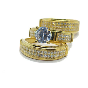 Set di gioielli da sposa Q200 per donna, anelli di fidanzamento in oro giallo con diamanti, taglio rotondo brillante, montatura a griffe, gioielli raffinati - Product Image 3