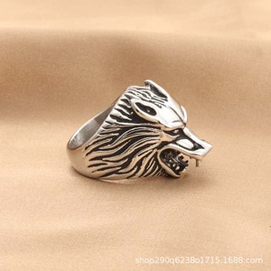 Animal Wolf <b>Head</b> Ring Stainless Steel Men's Retro Punk <b>Style</b> Jewelry Gift - Product Image 3