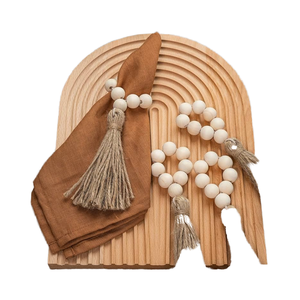 Anillos de Servilleta Modernos de Madera Natural con Borla, Color Personalizado Ecológico para Decoración de Mesa de Boda Estilo Rústico, Recuerdos - Product Image 1