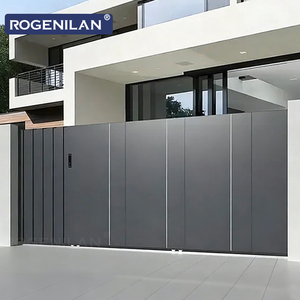 Puertas de entrada al aire libre eléctricas deslizantes retráctiles de aluminio de apertura automática del fabricante de China Rogenilan para apartamento - Product Image 1