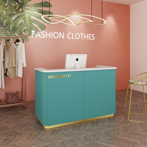 Luxury High-end Modern Solid Wood <b>Adjustable</b> Reception <b>Desk</b> with LED Lighting for Beauty Salon Barber Shop Hotel Hospital Front - Product Image 5