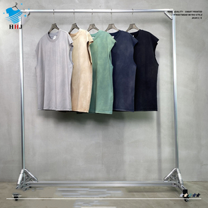 Commercio all'ingrosso di alta qualità 250g acqua di lavaggio vecchio traspirante europeo americano Vintage canottiere senza maniche Logo personalizzato XL moda - Product Image 1