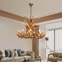 Lustre en bois de cerf style rétro américain, grande lampe suspendue de style industriel pour restaurants, restaurants de fondue, bars à thème nordique