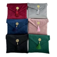 Matériau en velours doux de type uni rose nude avec pochette lavable couleur rose tapis de prière plié pour gits musulmans ensemble avec prière