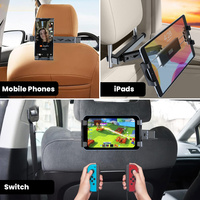 Support universel pour appuie-tête de voiture en métal, support de téléphone/tablette extensible et pliable pour passager arrière