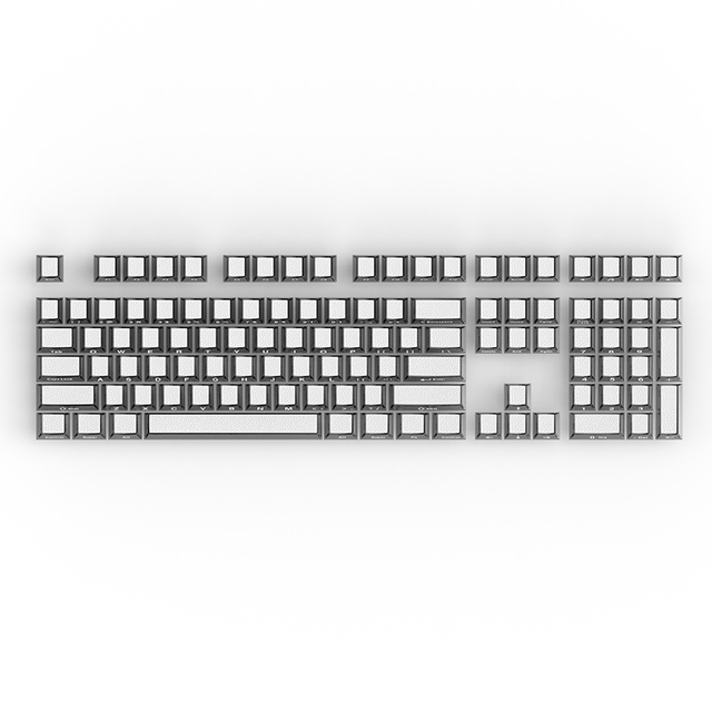 Oshid  Leather Texture Black and White  Gaming Keycaps Cherry Profile RGB Lighting for Mechanical Keyboard Custom Keycaps