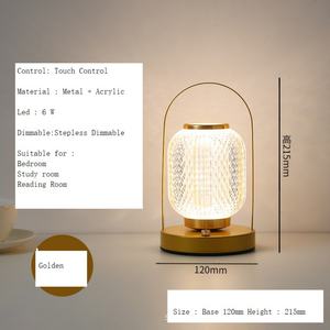 Lampe de table LED en métal et cristal, rechargeable, à intensité variable, avec commande tactile, pour décoration de chevet, bureau, camping, fêtes, cadeau - Product Image 5