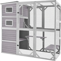 Maison pour chat en bois, utilisation intérieure et extérieure, grande enclos pour chat, version améliorée, cage Catio, bande renforcée, toit imperméable