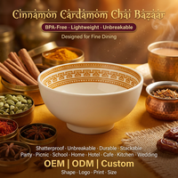 Assiette et bol en mélamine bicolore or crème OEM ODM, 4,5 pouces, avec pied annulaire, pour restaurant, pho, udon, wonton