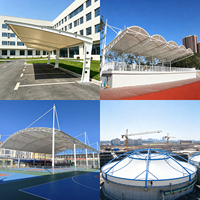 Toit de carport moderne en toile PVDF, revêtement PVC, résine PTFE/PVDF, résistant au feu, anticorrosion, installation facile, écologique, extérieur