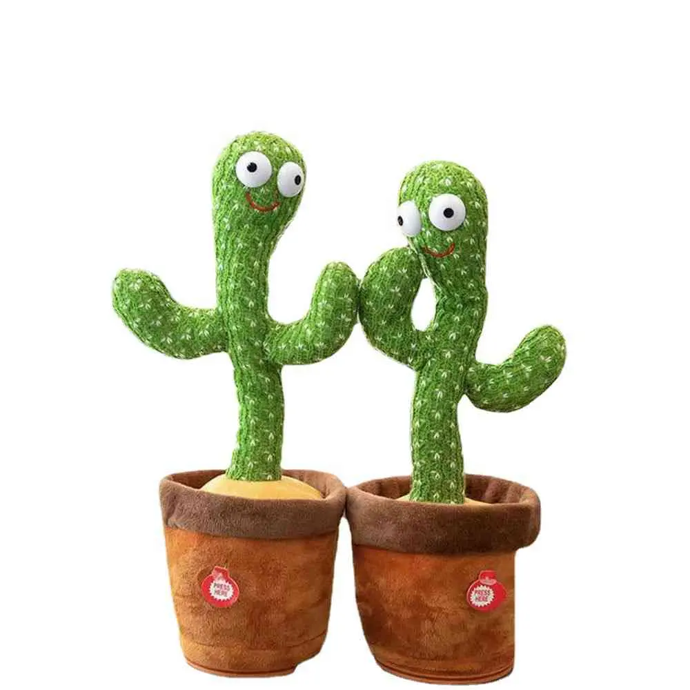 LED Light Stuffed English Rechargeable Dancing Cactus Doll Talking Singing Music Dancing Cactus Gift Kids Toy