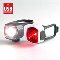 LUMIXELL 30lm Phare et feu arrière de vélo LED rechargeables USB-C, étanches IPX4, en ABS, blanc/rouge, 4 modes, portables pour la nuit
