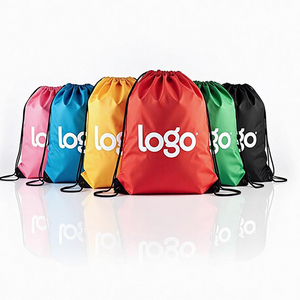 Mochila con cordón de nailon con logotipo personalizado, mochila reciclada impermeable de poliéster 210D, bolsa de compras con cordón, Mochila deportiva de promoción - Product Image 1