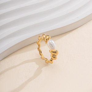 Aliança de casamento vintage moderna banhada a ouro 18K <span class=keywords><strong>real</strong></span> geométrica para mulheres e homens - Product Image 1