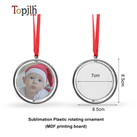 Ornement de Noël en plastique vierge pour sublimation, boule plate rotative, pendentif pour impression par transfert thermique, cadeau de fêtes DIY, vente en gros Topjlh