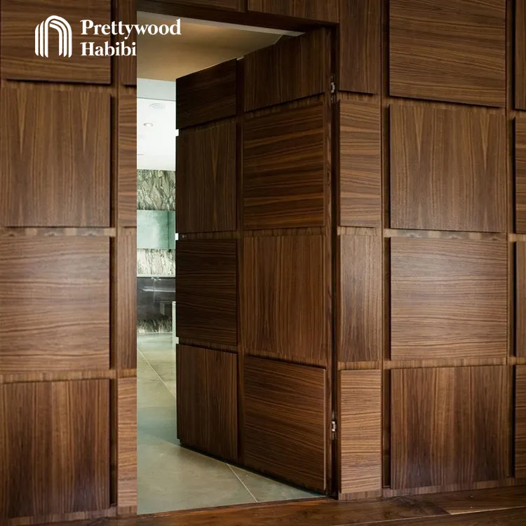 Prettywood Cửa Ẩn Bằng Gỗ Thiết Kế Hiện Đại Nội Thất Phòng Khách Của Khách Sạn Mỹ Với Toàn Bộ Bảng Điều Khiển Tường Tùy Chỉnh