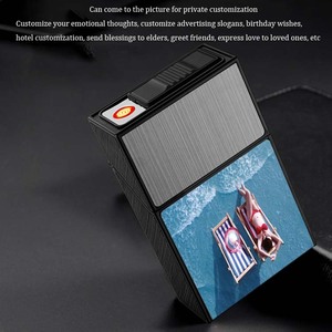 Étui à cigarettes en métal de luxe avec briquet USB intégré, design original, boîte en étain étanche, logo <span class=keywords><strong>personnalisable</strong></span>, vente en gros - Product Image 6