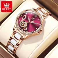 Montre de luxe automatique pour femme en céramique et cuir Hangzhou 6656 avec note musicale - Cadeau