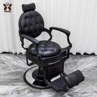 Fauteuil de Barbier Rétro pour Hommes, Chaise de Salon de Coiffure Professionnelle avec Fonction de Levage pour Rasage et Soins du Visage