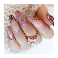 Offre Spéciale – Ongles Longs Ballerina Coffin Diamantés – Ongles Press-on de Luxe – Boîte Personnalisée – Ongles Artificiels Personnalisables pour Noël