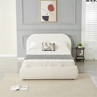 Großhandel Modernes Stoffbett mit Stauraum, geschwungenes, gepolstertes, getuftetes, verstellbares, komfortables Plattform-Queensize-Bett mit Kopfteil und Gasdruckfeder-Bettrahmen