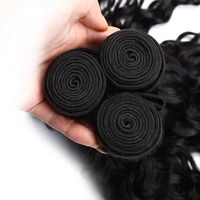 Extensions de cheveux humains 100% vierges brésiliens Remy, tissage machine double trame, ondulés, pointes pleines, perm, qualité 10A, 95-105g, noir